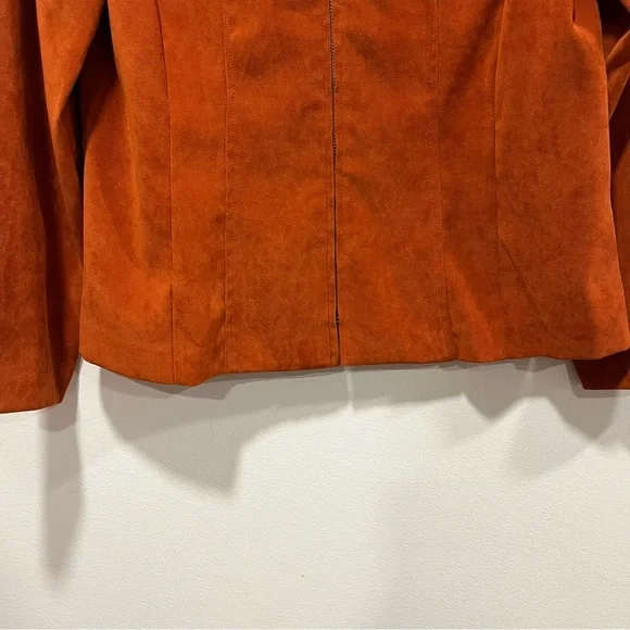 Dressbarn Faux Suede Zip Up Jacket, Womens Small in Burnt Orange - Picture 6 of 10